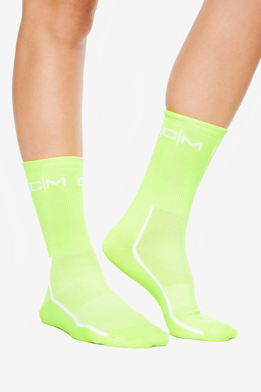 Meia Ciclista VERDE NEON/ BRANCO